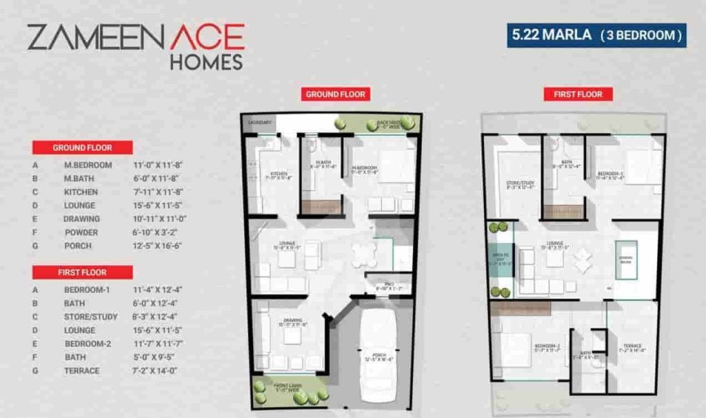 Zameen Ace Homes 5.22 Marla 3 Bed