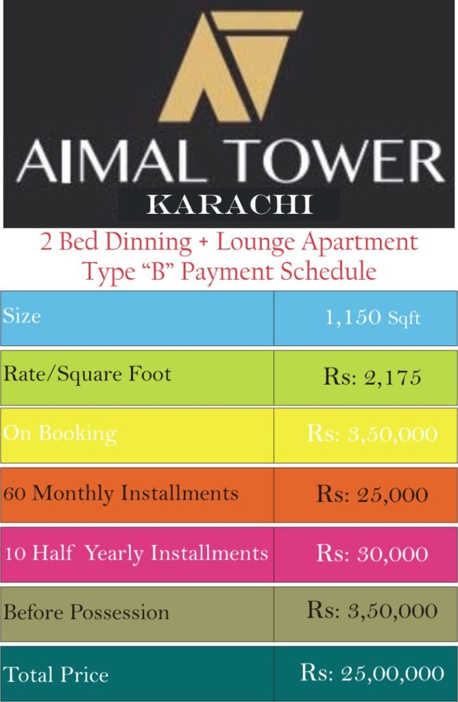 Aimal Tower 1150 Sqft Type B Payment Plan