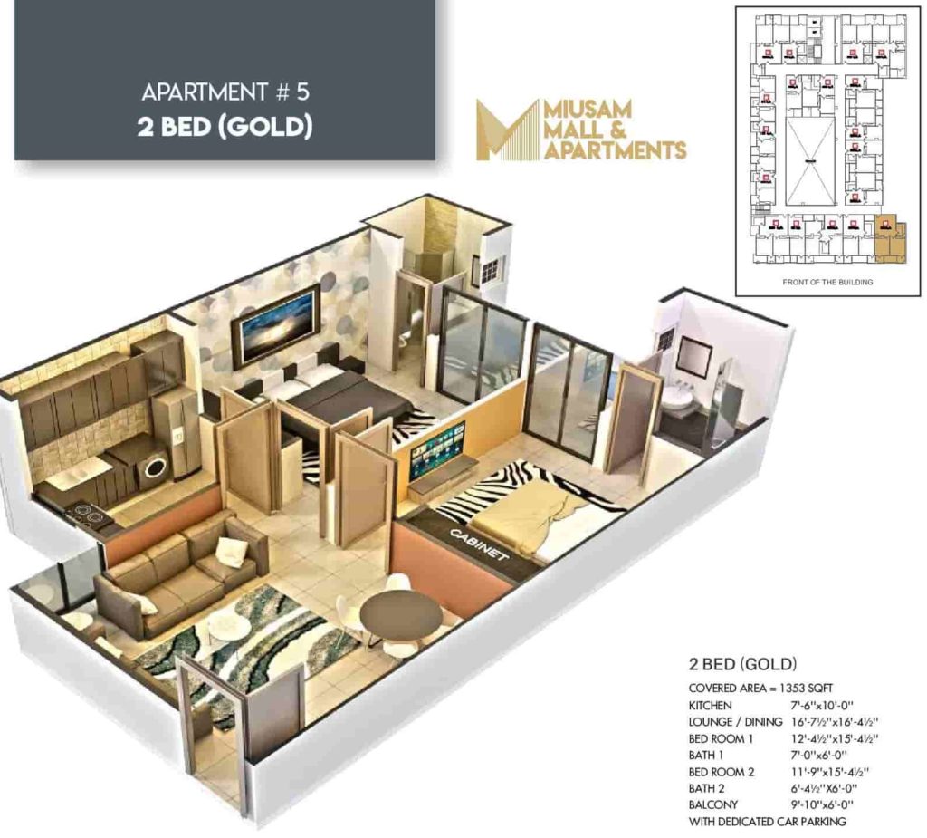 Miusam Mall 2 Bed Gold Apartment 2 Layout